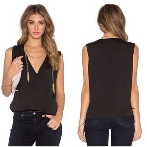 L'Academie Black Wrap Blouse